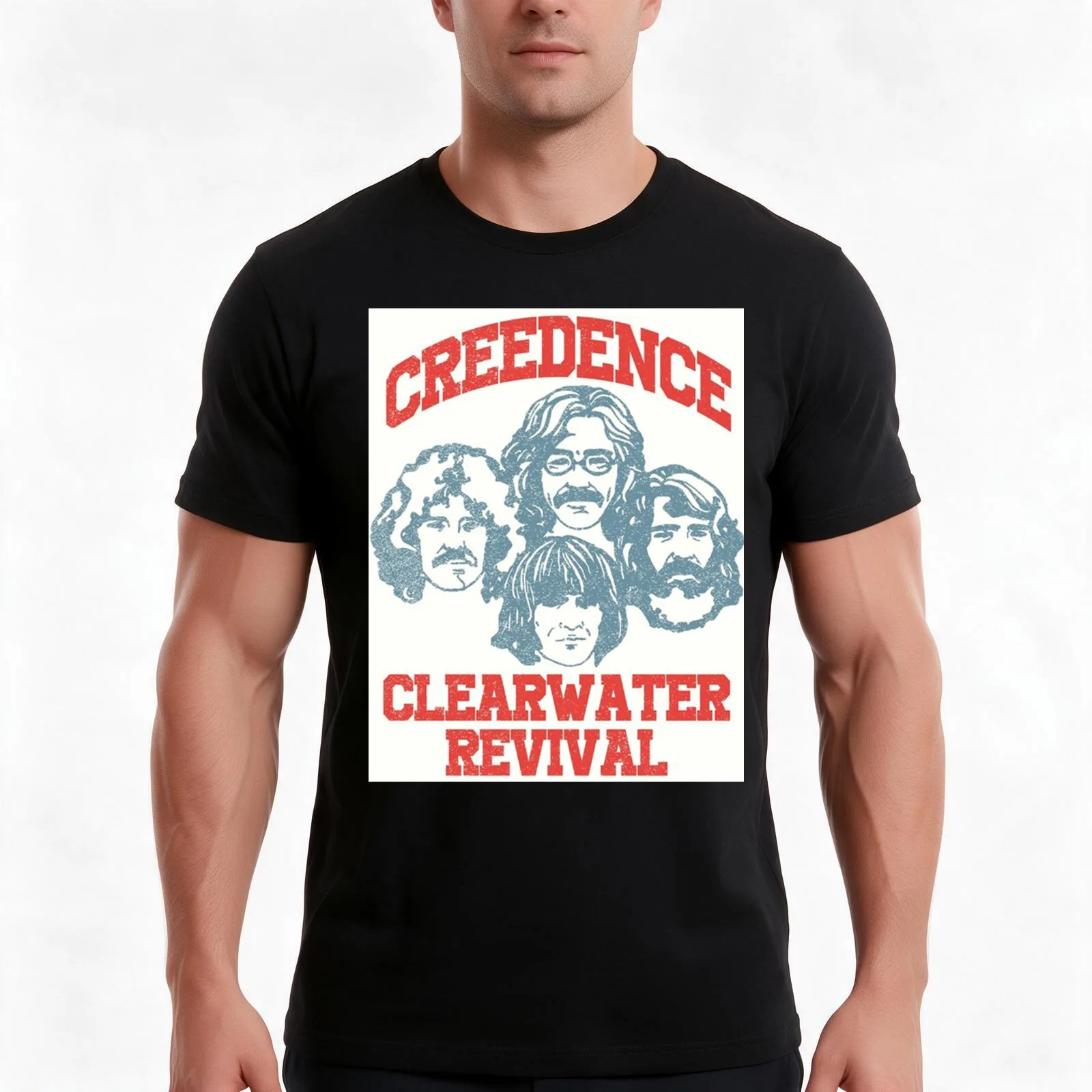 Creedence Clearwater Revival T-Shirt, Summer Casual Cotton Tee, Oversized Streetwear Tops, Vintage Graphic Print, 100% Cotton