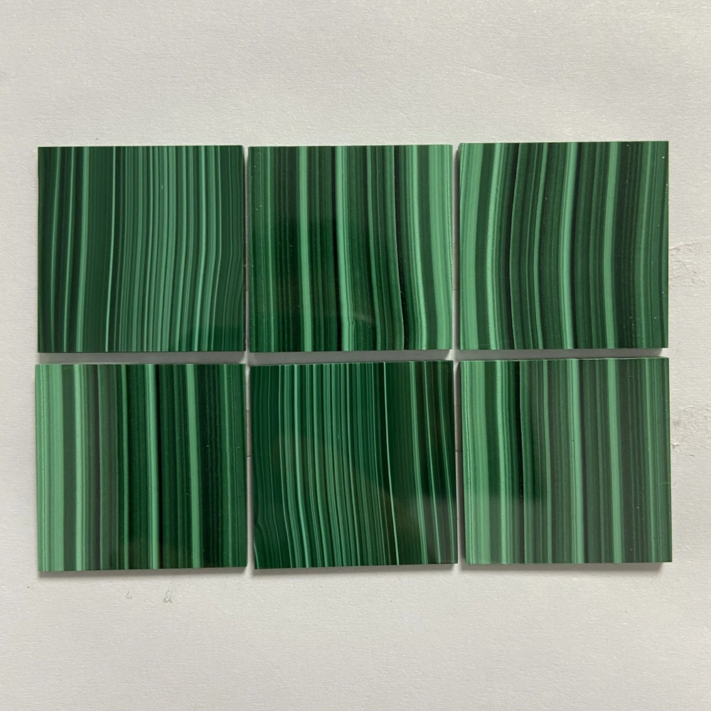 10mm to 40mm Sqaure Natural Green Malachite Flat Back Slice 2mm Thickness Sheet Dubai Hot Sale Stone images - 6