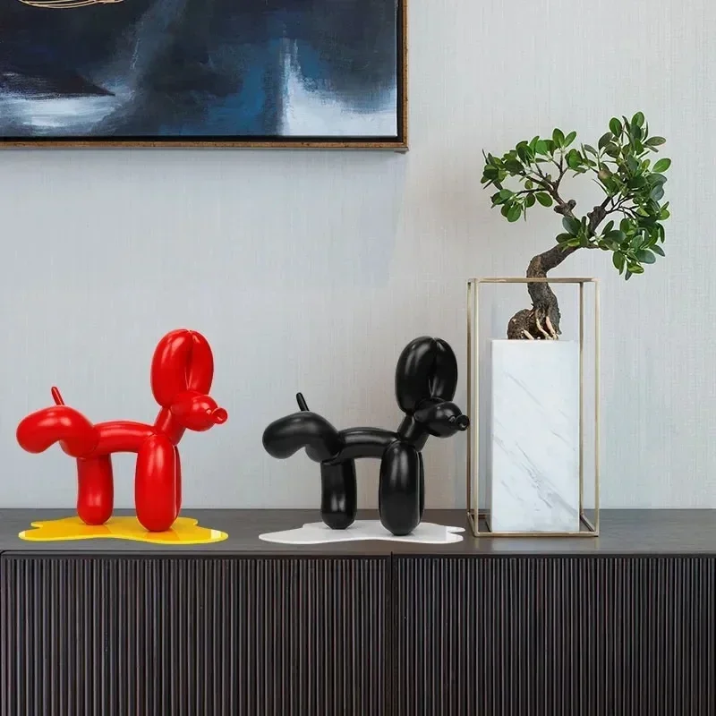 Nordic New Peeing Balloon Dog Sculpture Resin Crafts Animal Statue Home Room Decor Sculptures and Figurines Dog Decoration