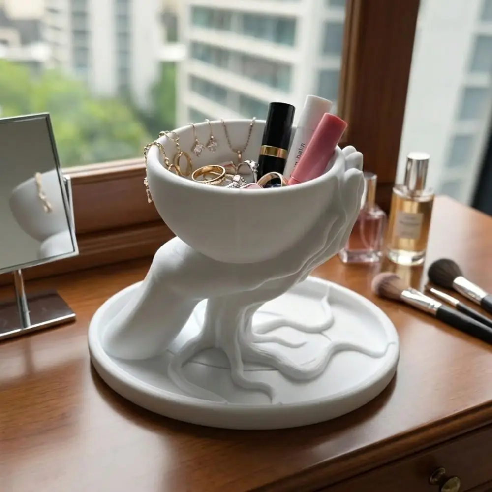 3D Printed Tree Hand Shape Succulent Pot Marble Texture Decorative Jewelry Storage Tray Plastic Unique Plant Pot Desktop Decor