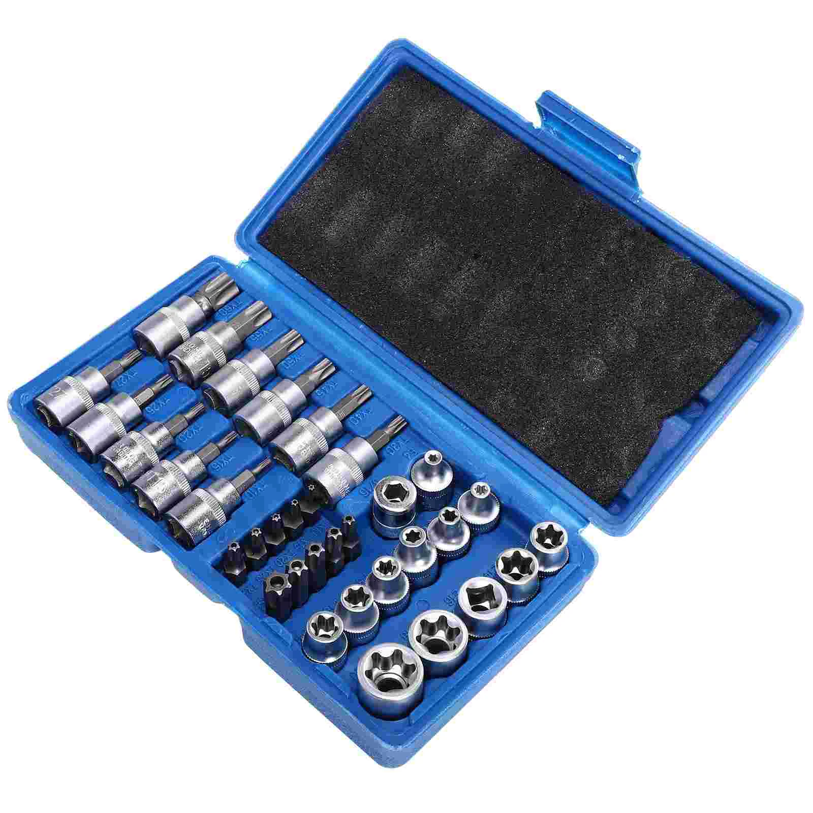 34 Pcs Gear Socket Wrench Set Car Kit Herramientas De Mecanica Chrome Vanadium Steel Plum Blossom Star-shaped Sockets Torque