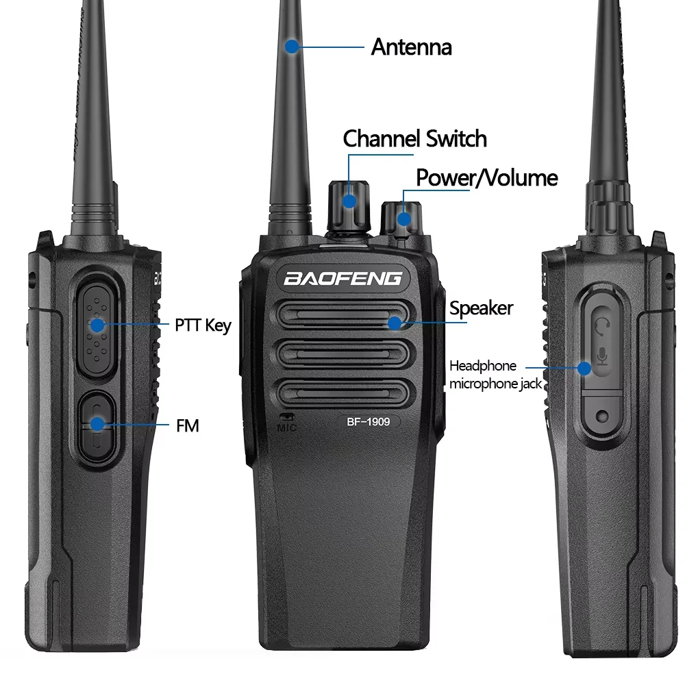 Baofeng 1 PCS BF-1909 D Long Range Walkie Talkie 10W UHF 400-470mhz Type-C Charging Support Two-way Radio Upgrade  Walkie-talkie