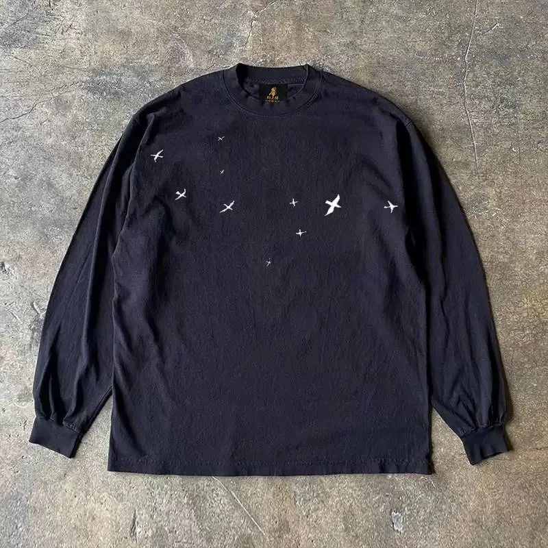 Long Sleeve 310 Pure Cotton Double Thread Men's T-shirt Upward Hero Non-Light American Style Couple's T-shirt for Youth