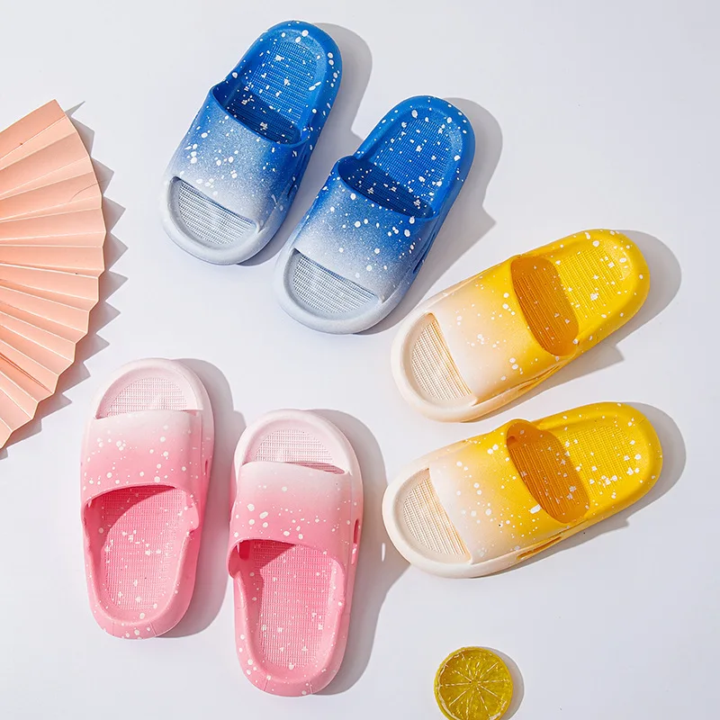 Gradient Color Slippers Children Summer New Boys and Girls Sandals Indoor Home Parent-child Sandals chaussure enfant garçon