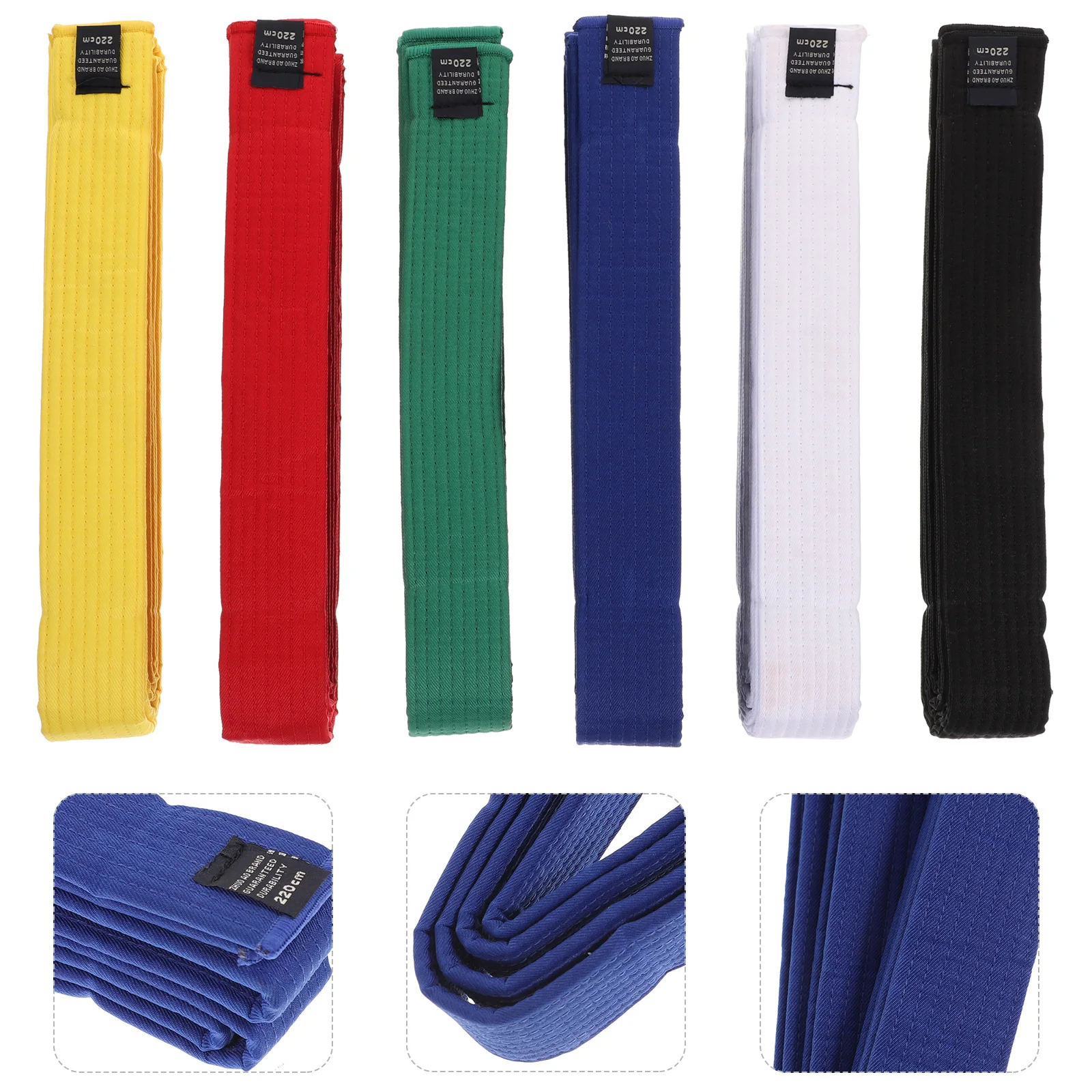 

6pcs Taekwondo Belt 2 2M White Yellow Green Blue Red Black Cotton Martial Arts Karate Waistbands Training Gear