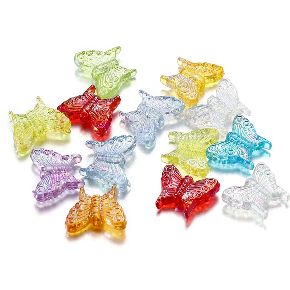 10/50Pcs Colorful Transparent Butterfly Acrylic Beads Loose Spacer Beads for DIY Jewelry Making Earrings Bracelet Accessories