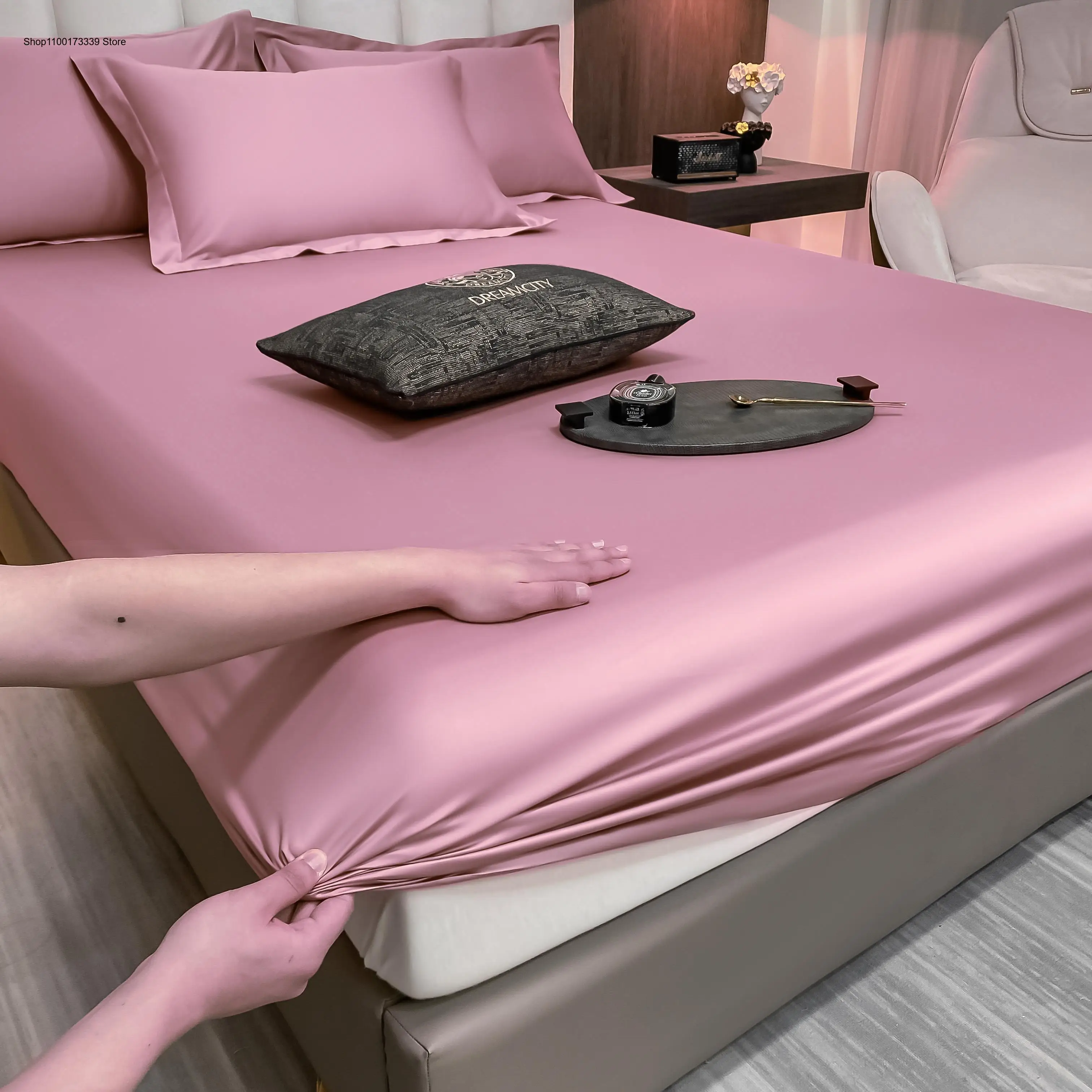 Modern Minimalist Multi Color 60 Count Cotton Elegant Temperament Simple Pure Color Pillowcase Bedsheet