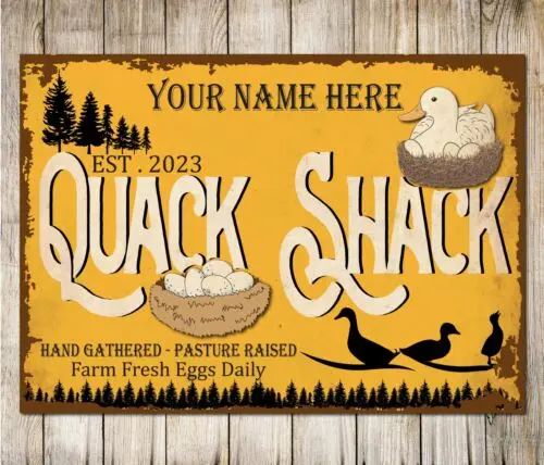 Personalised Duck Quack Shack Pasture Raised Custom Wall Sign Decor Metal Plaque