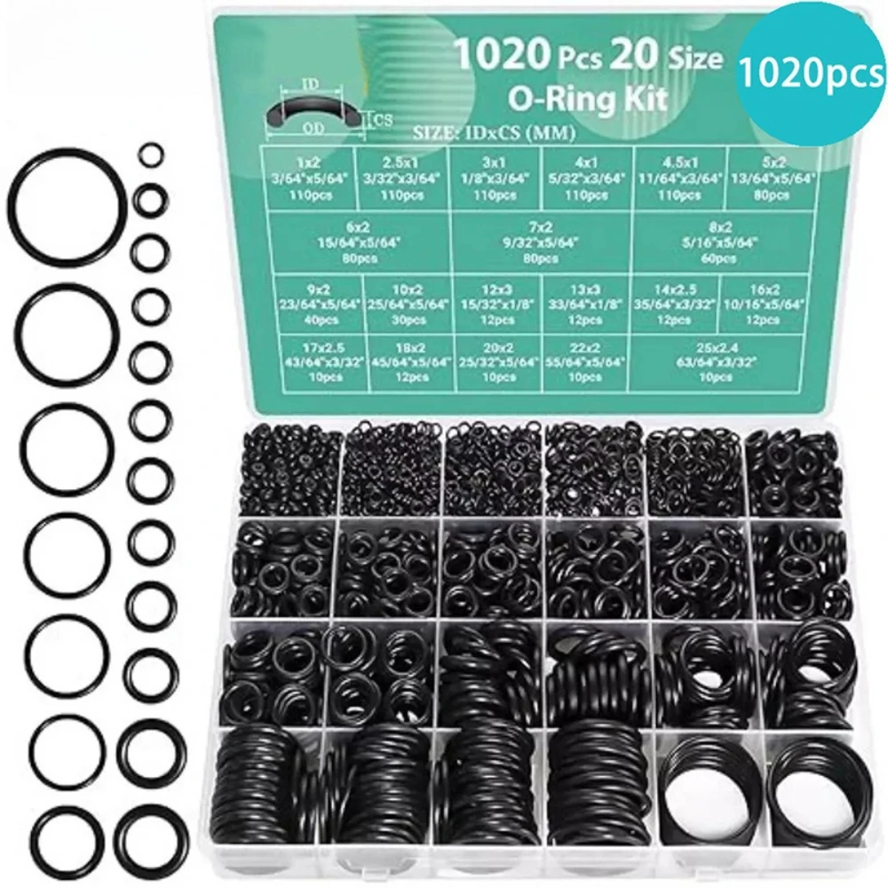

1020pcs Dianying Silicone O-ring Repair Box Fluorine Rubber Sealing Ring Set Sealing Gasket Set Resistant To Wear and Tear