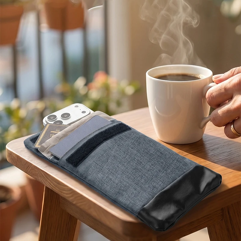 Faraday Signal Blocking Pouch Portable Travel RFID Shield Bag Anti Tracking Scanning Theft Phone & Car Key Fob Privacy Protectiv view 2