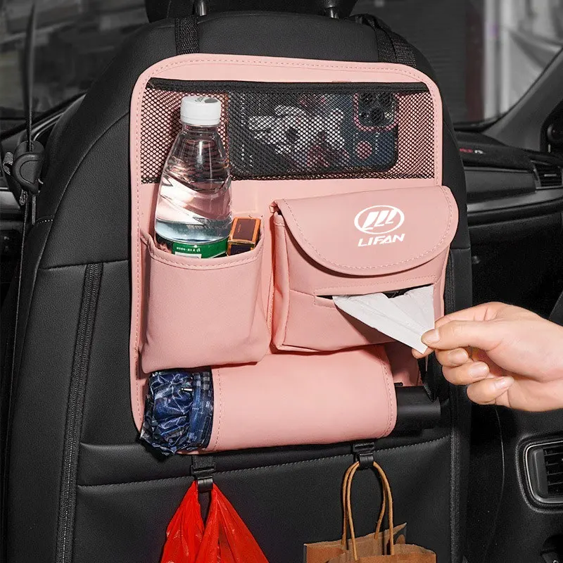 Car Seat Back Organizer Bag PU Leather Seat Middle Hanger Storage Box For Lifan Solano X60 X50 520 620 320 2020 125cc Car