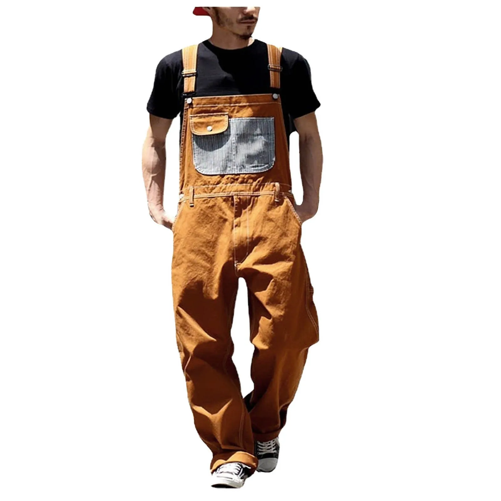 Men's Denim Bib Overalls Spring Summer Streetwear Casual Adjustable Straps Jumpsuit Pockets Rompers Long Pants Plus Szie L-L5