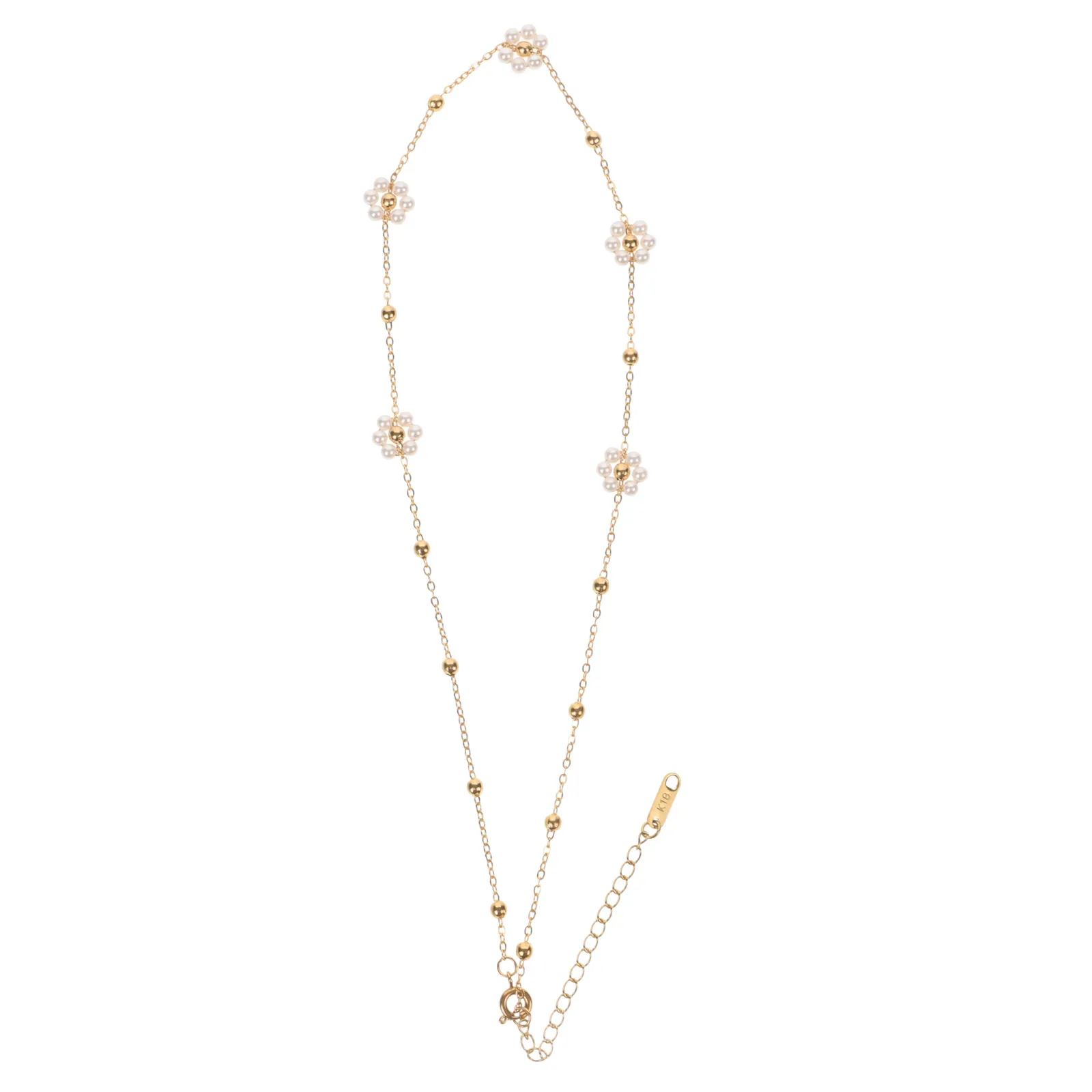

Pearl Necklace Women Clavicle Chain Titanium Necklace Steel Artificial Flower Choker Stylish Jewelry Accessories