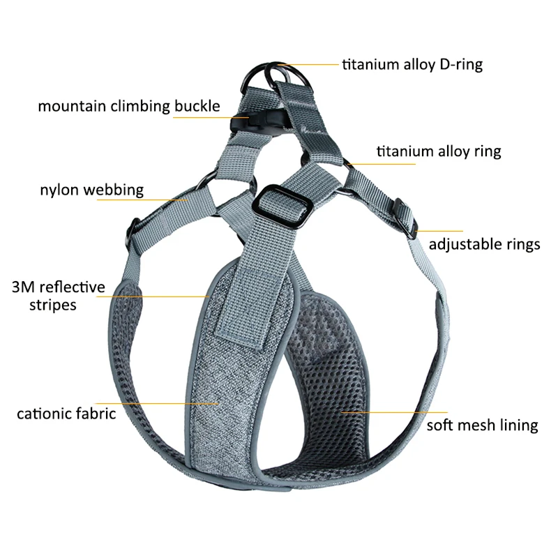 Dog Harness Vest Choke Free X Step-In Soft Mesh Pet Harness 3M Reflective Dog Harness for Small Medium Big Dogs Walking Bulldogs