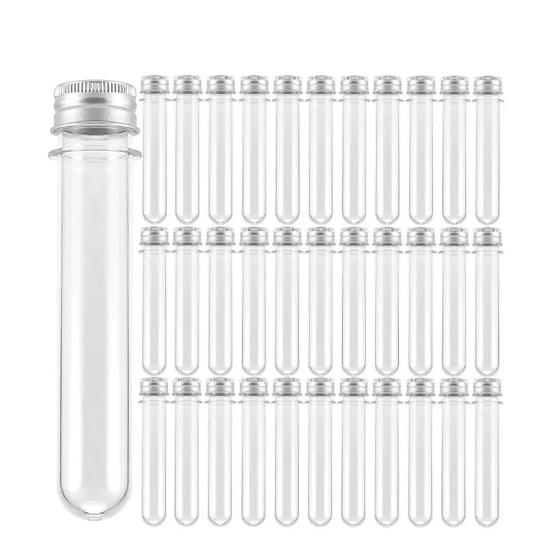 5Pcs 40ml Test Tubes Clear Plastic Tubes with Lids for Plants Scientific Experiments