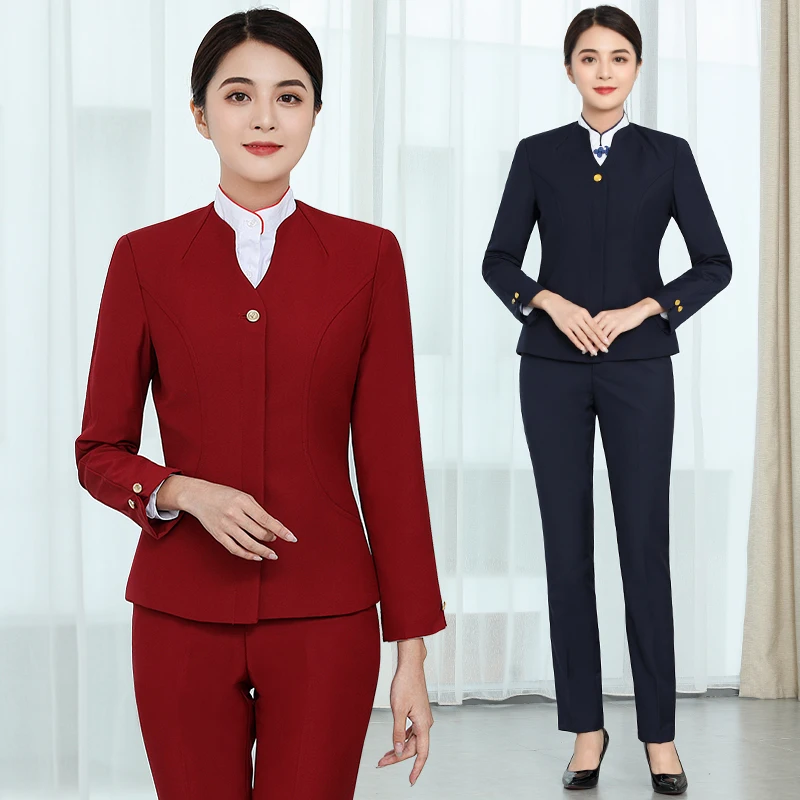 

Female Pilot Captain Airline Uniform Suit Woman Air Attendance Stewardess Manager Professional Costumes Suit Business Clothing