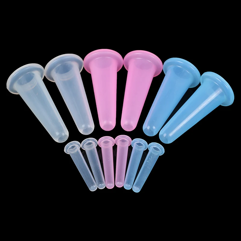 4x Silicone vacuum cupping cans for face neck massage anti cellulite suction cup