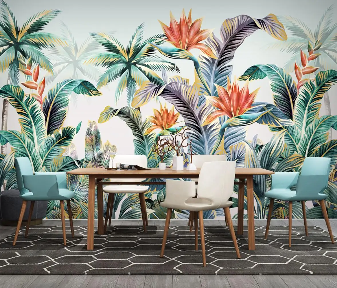 custom Nordic tropical plant flamingo Mural Wall Paper Living Room TV Bedroom Luxury 3D wallpaper home Decor Papel De Parede