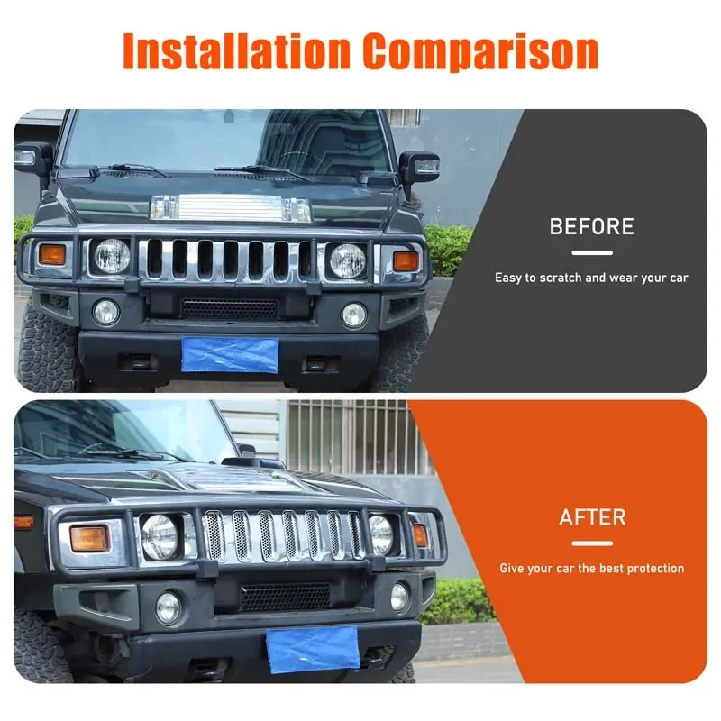 ABS Car Front Grille Insect-Proof Air Inlet Filter Net Protection Cover Grill Trim For Hummer H2 2003-2007 Car Accessories