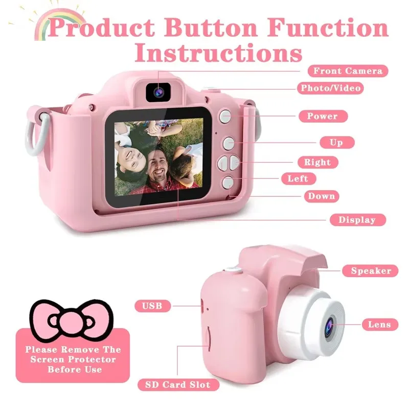 Kids camera cute cat kids camera silicone sleeves dual camera HD camera