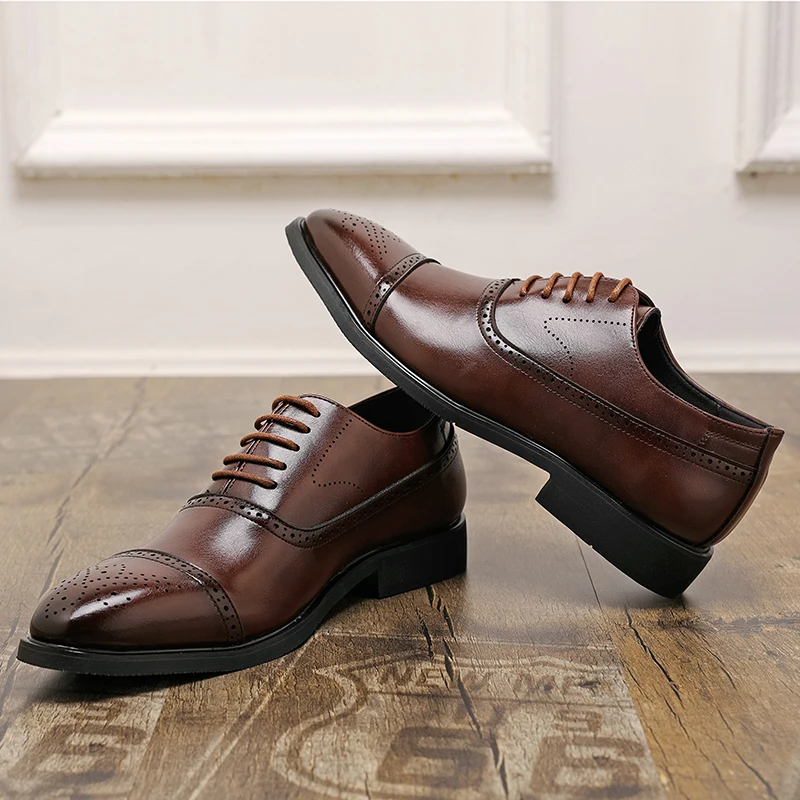 size 38-48 pointed toes shoes for man formal oxford shoes men wedding dress office shoes man black brown zapatos oxford hombre