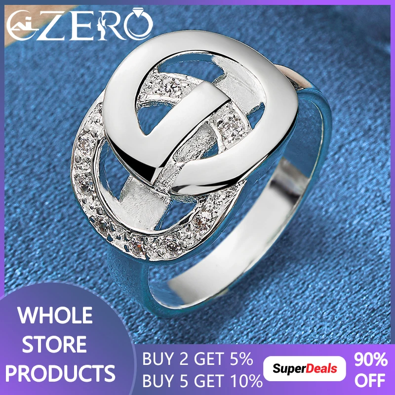 ALIZERO 925 Sterling Silver Letter e Zircon Ring For Woman Wedding Rings Engagement Band Fashion Party Charms Jewelry Gift