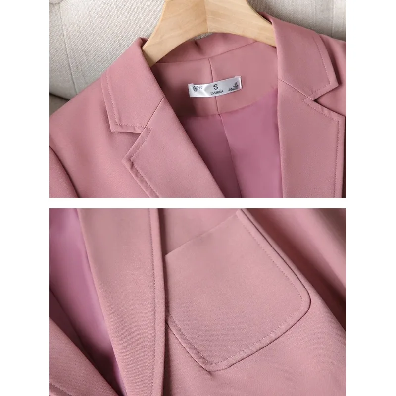 Pink Women Suit 1 Piece Blazer Khaki Coat Female Long Sleeve Single Breasted Slim Fit Jacket For Office Ladies Work Wear Outfit