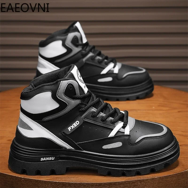 Winter Boots Men Snow Shoes Lace-up Water Proof Anti-slip Keep Warm EAEOVNI Explosive Style Popular Model Motorcyclist Boots New