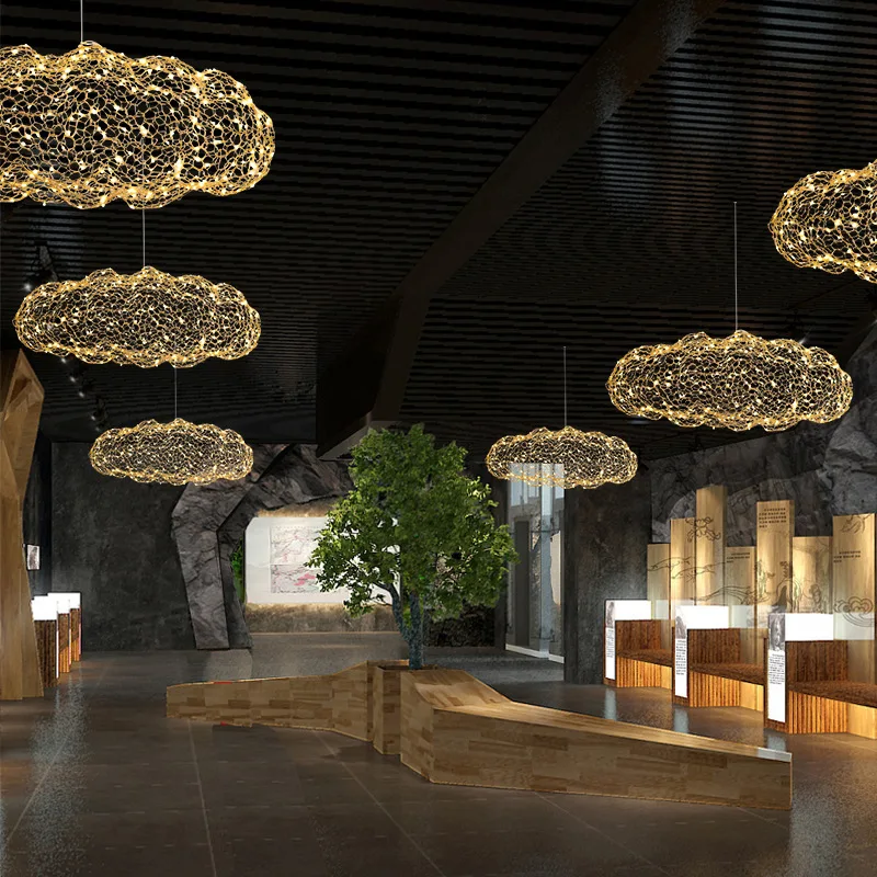 Art Floating Cloud Pendant Lights Hotel Restaurant Pendant Lamps for Office Bar Lighting Creative Design Suspended LED Luminaire