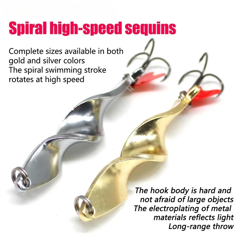 3 stücke Spirale Casting Köder 10g/14g/21g Rotierenden Metall Köder Spinner Löffel angeln Locken für Forelle Hecht Angeln Drillinge Tackle – Detail 2