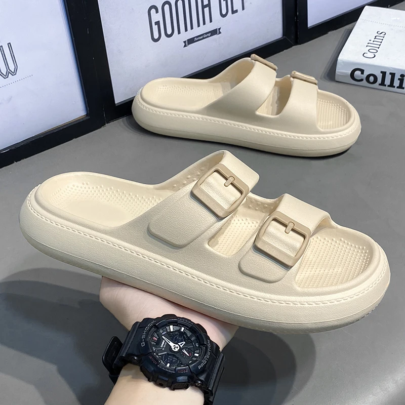 Couple Platform Cloud Slippers Non Slip Sliders Fashion Buckle Soft Sole EVA Slides Sandals 2023 Men Women\'s Home Slippers