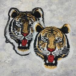 Domineering Sequin Cool Yellow Tiger Embroidery Beaded Patch Punk Rock Applique Big Badge Jacket Clothes Sewing DIY Accessories