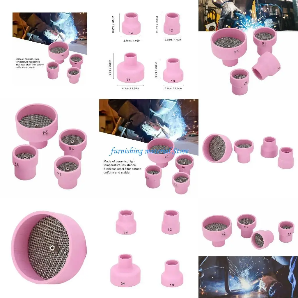 

Y5GD 4Pcs Ceramic Nozzle Alumina Cup For WP9/20/17/18/26 Tig Welding Torch Welding