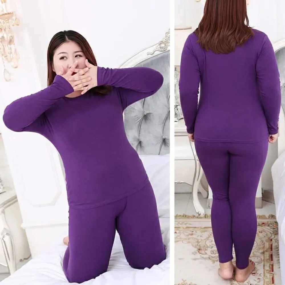 T-shirt autunnale taglie forti girocollo manica lunga top pantaloni lunghi intimo donna mutandoni set intimo termico top pantaloni set