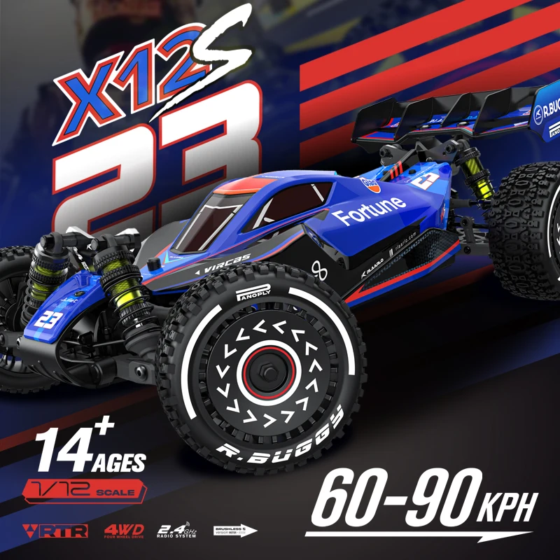 RLAARLO X12S RC Monster Truck: 1/12 Brushless Electric 4WD High-Speed Drift Off-Road Car, Adult RC Toy, Christmas Gift for Boys