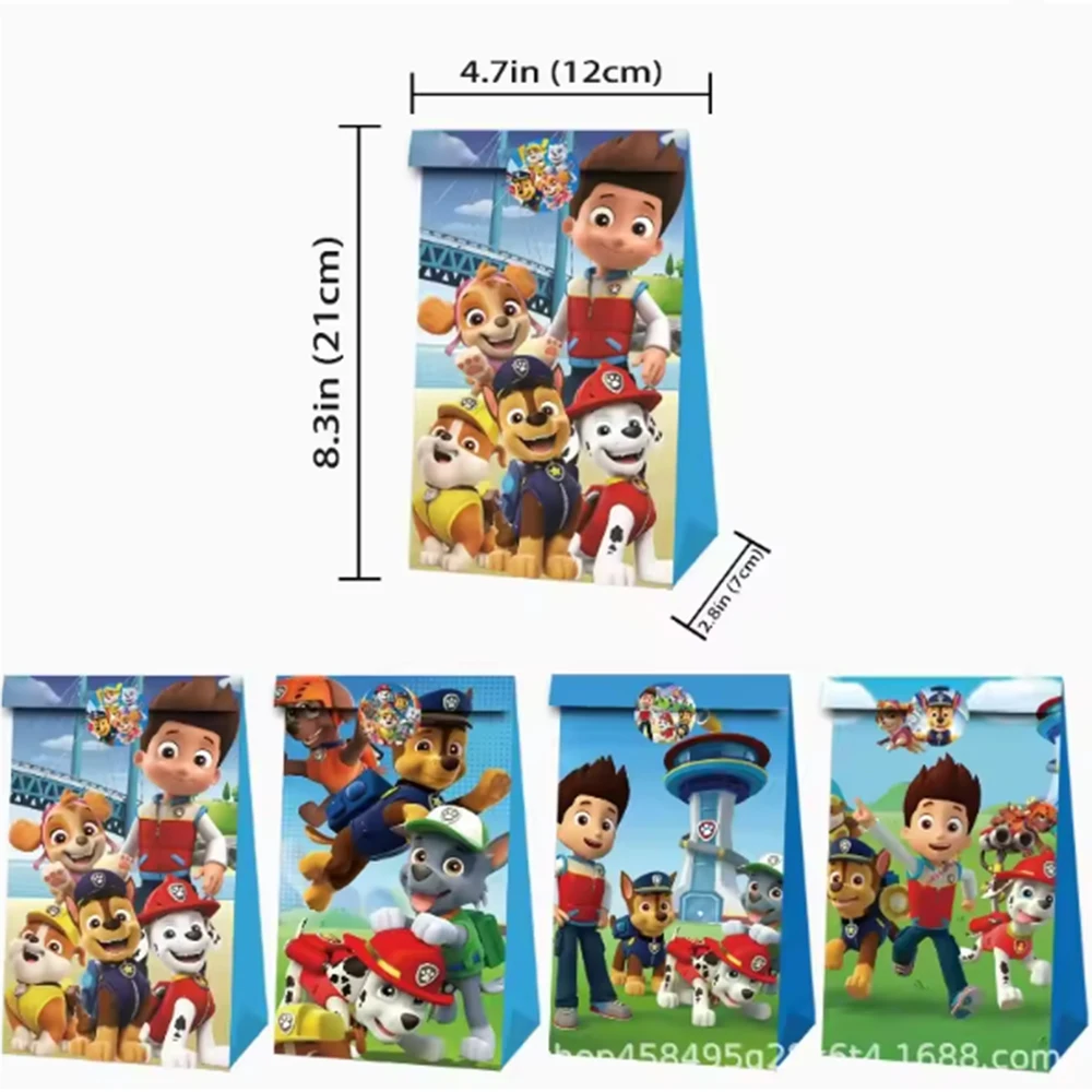 

12/24/36PCS PAW Patrol Mini Candy Kraft Paper Bags Cute Cartoon Puppy Dog Child Birthday Party Decorations Pack Seal Gift Bag