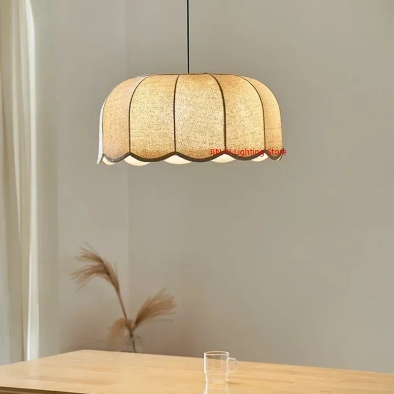 Retro Style French Bedroom Fabric Pendant Light Pattern, Medieval Restaurant Bar Counter Romantic Room Main Lighting Fixture