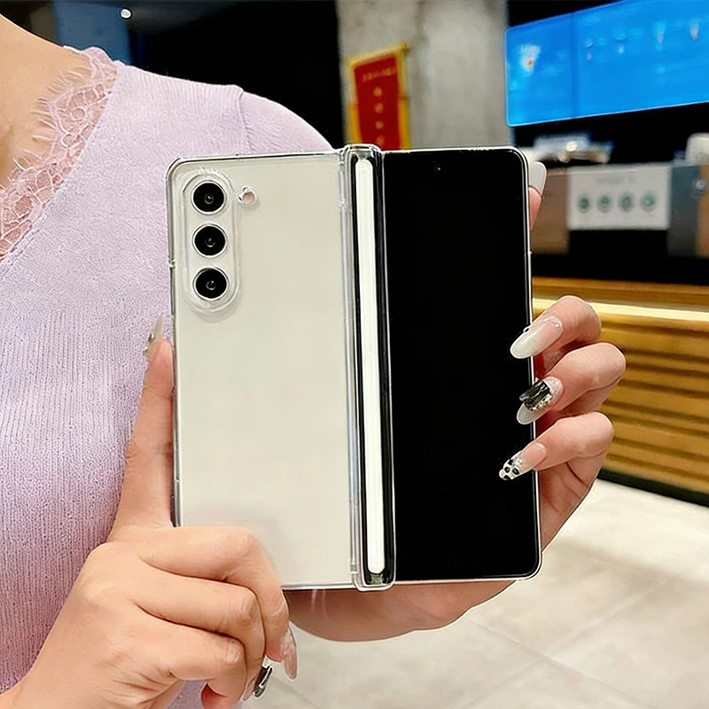 Transparente magnetische Scharnier-Schutzhülle für Samsung Galaxy Z Fold 8 7 6 5 Fold8 Fold7 Fold5 Fold6, faltbare, harte PC-Handyhülle – Detail 2