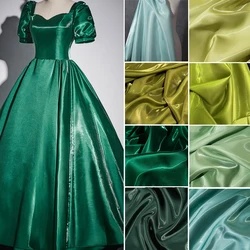 Green Luxury Glossy Metallic Liquid Satin Fabric Shiny Water Gloss Satin for Dress Suit Clothing Designer DIY Sewing Material