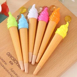 Bolígrafo de gel de caramelo con diamantes de imitación, bonito helado, 6 piezas, papelería