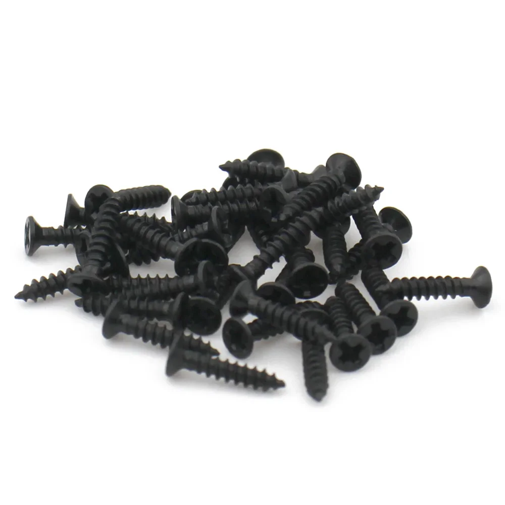 100pcs Black Phillips Carbon Steel M1 M1.2 M1.4 M1.5 M2 M2.6 M3 M3.5 M4 M5 Cross Countersunk Flat Head Self-tapping Screw