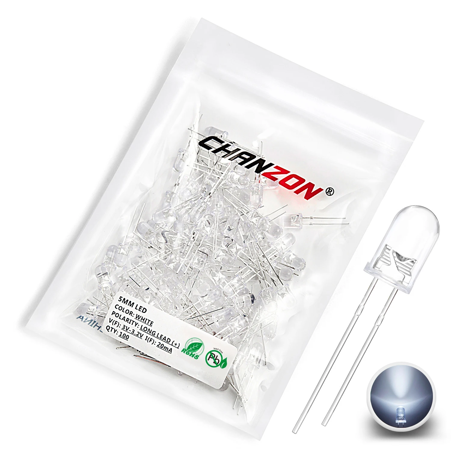5-mm-LED-Dioden-Kit, lichtemittierend, warmweiß, rot, blau, grün, UV, orange, gelb, rosa, Set, 5 mm, 2 V, 3 V, Sortiment, super ultrahell