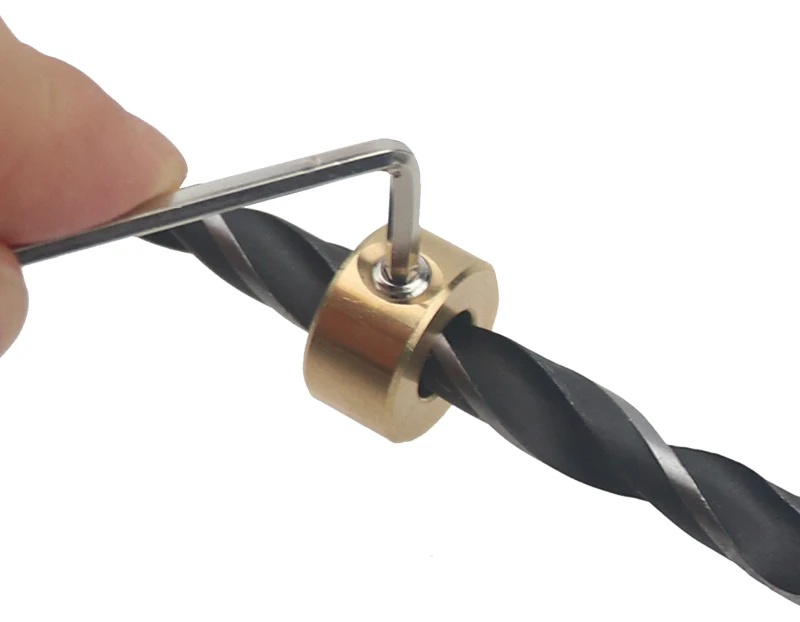 3-12mm Bohrer Werkzeuge Messing Tiefe Stop Kragen Ring Stellungs Ring Mit Inbusschlüssel Für Holzbearbeitung Bohrer locator Werkzeuge – Detail 6