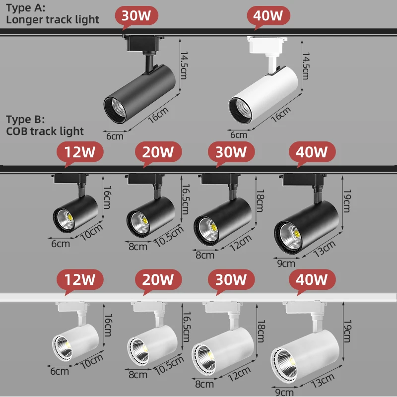 Set Led Track Light 220v COB Ceiling Spot Light Track Lighting Rail Track Lamp Spotlights Living Room Clothing Store Kitchen