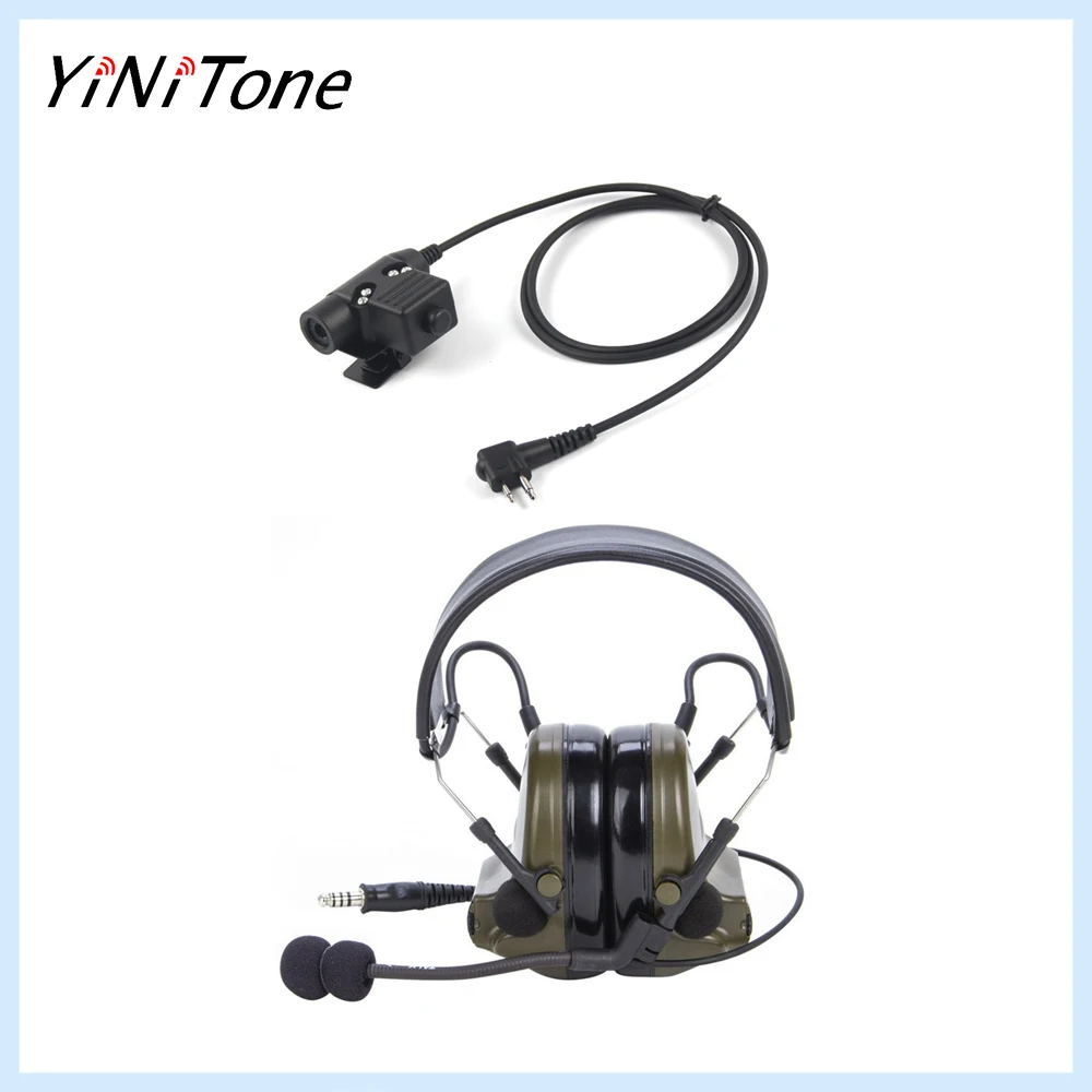 

Green U94 PTT Aviation Pilot Earpiece Microphone Noise Reduction Hearing Protection Shooting Headset For Motorola GP-88 GP-2000