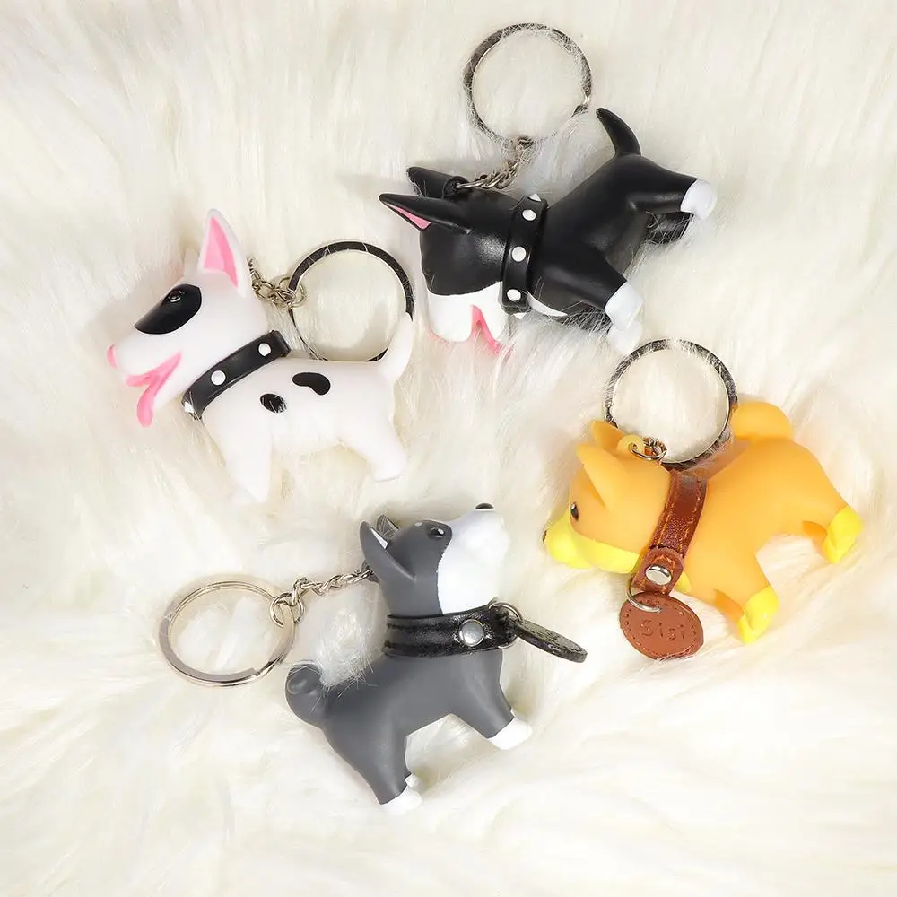 Anime Craft Doll Gift Bull Terrier PVC Excellent Dog Keychain Hand-painted Key Ring for Car Accessories