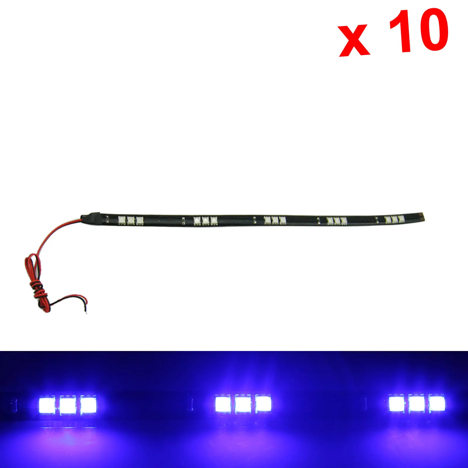 10x Blue Flexible Strip Light 30CM 1FT 12' Waterproof 15 5050 SMD LED M003-B