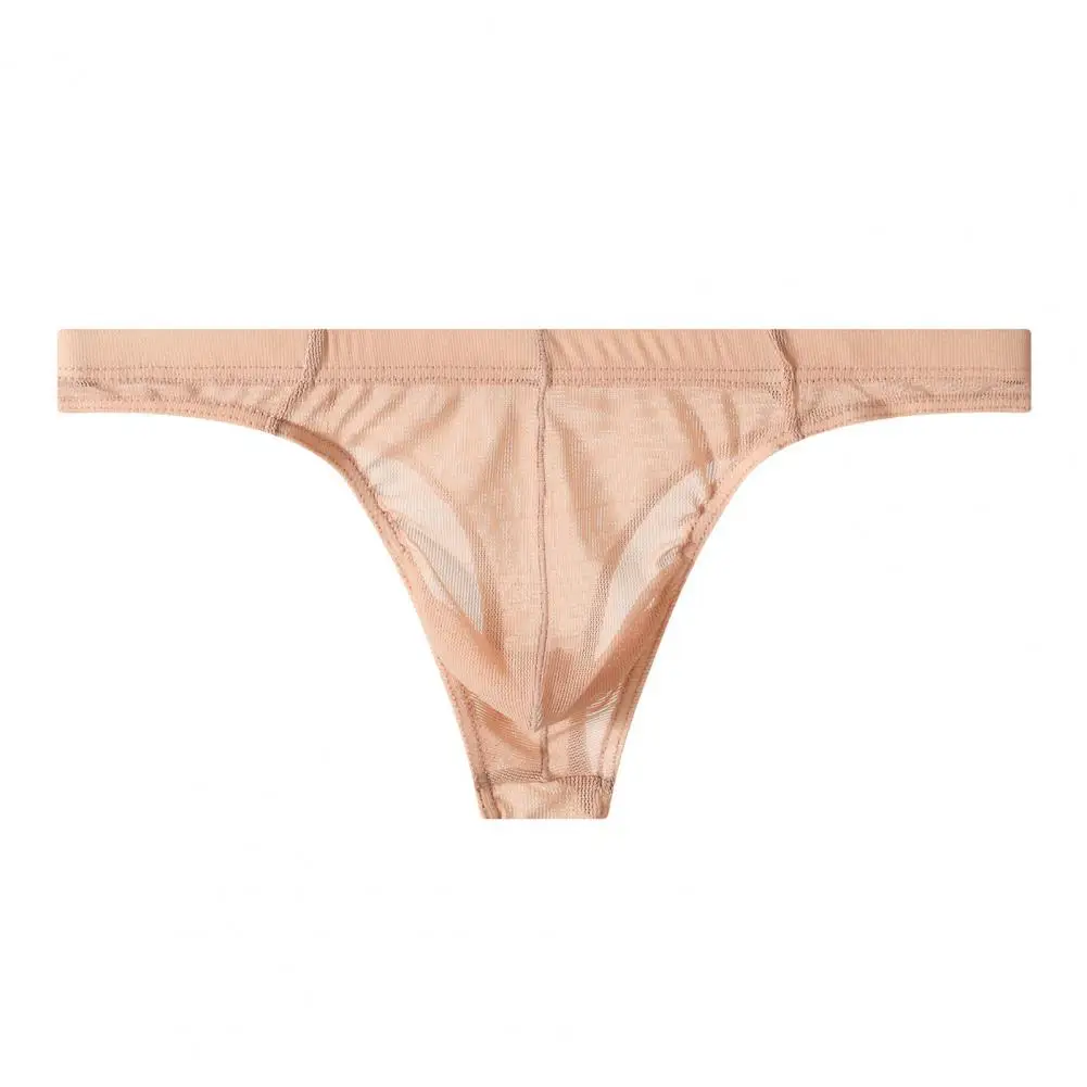 Men Breathable Underwear 3pcs Men’s Sheer Mesh Thong Underpants Breathable Low Waist Sexy Briefs Tight Fitting Solid Color