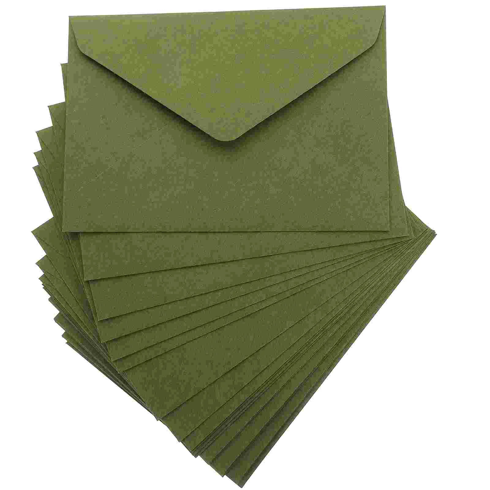 40 Pcs Festival Envelope Retro 120g Thick Western-style Triangle Wedding Postcard Greeting (quiet Grass Green) 40pcs Letter