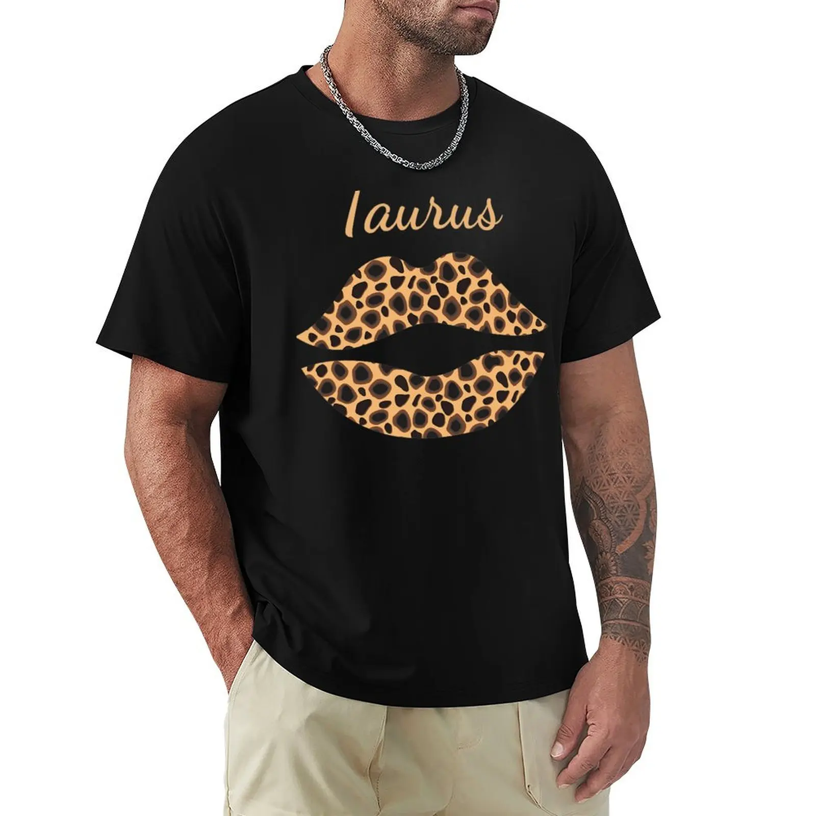 Taurus Leopard Lips Queen Zodiac Birthday T-Shirt Outdoor Work Short Sleeve Top